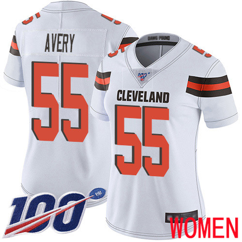 Cleveland Browns Genard Avery Women White Limited Jersey 55 NFL Football Road 100th Season Vapor Untouchable